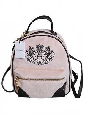 Juicy Couture Heritage Core Backpack Pink Brown Trim Gold Embroidery NWT